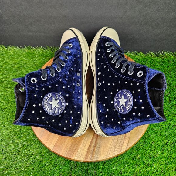 Converse Chuck Taylor All Star Hi Navy Velour Velvet Stud Sneakers 10 558993C - Picture 7 of 10